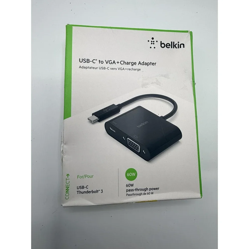 Belkin USB-C to VGA + Charge Adapter 60W Pass-Through Power for Thunderbolt‎ 3